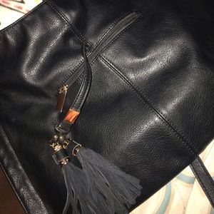 Black leather cross body purse/ shoulder purse